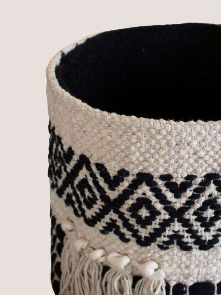 Eco-friendly Black & White Premium Planter Basket - 8 Inches