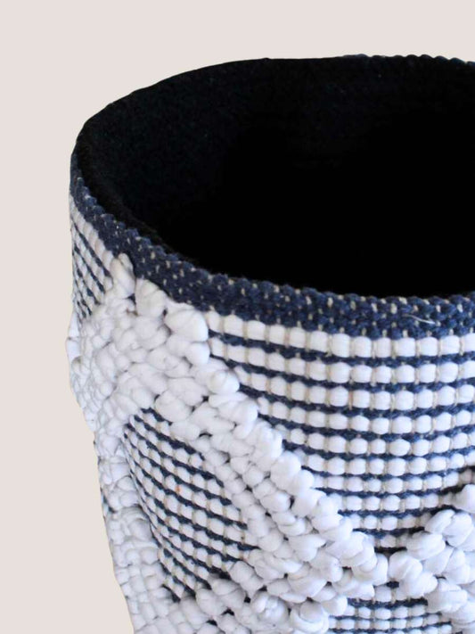 Eco-friendly Blue & White Premium Planter Basket - 8 Inches