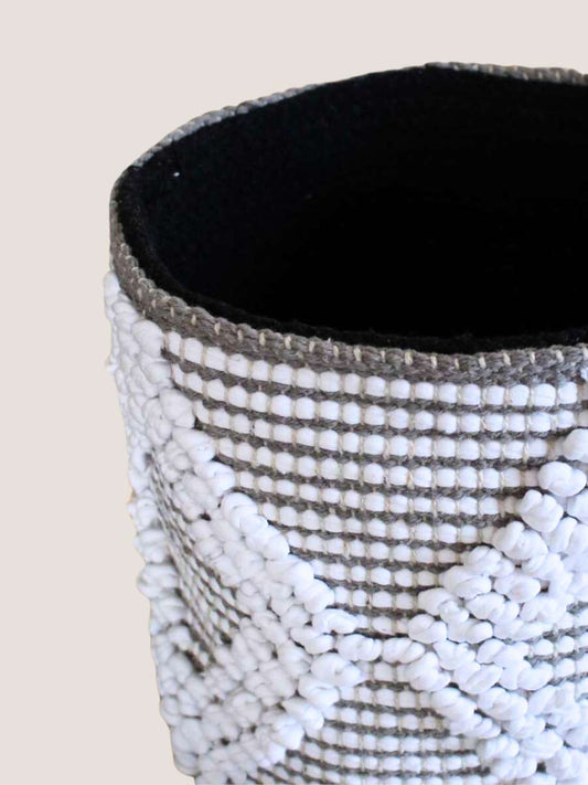 Eco-friendly Grey & White Premium Planter Basket - 8 Inches
