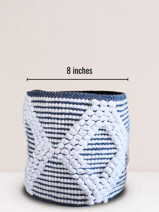 Eco-friendly Blue & White Premium Planter Basket - 8 Inches