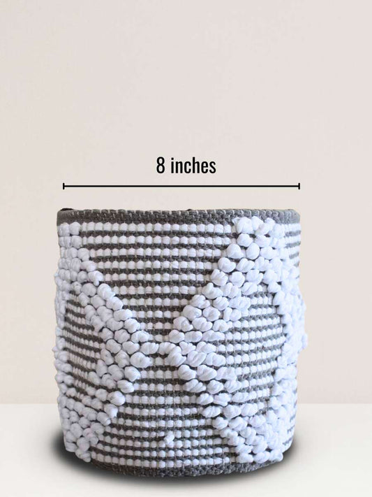 Eco-friendly Grey & White Premium Planter Basket - 8 Inches