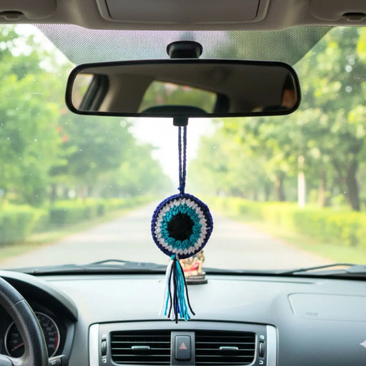Greenkin Handmade Crochet Evil Eye Hanging Charm