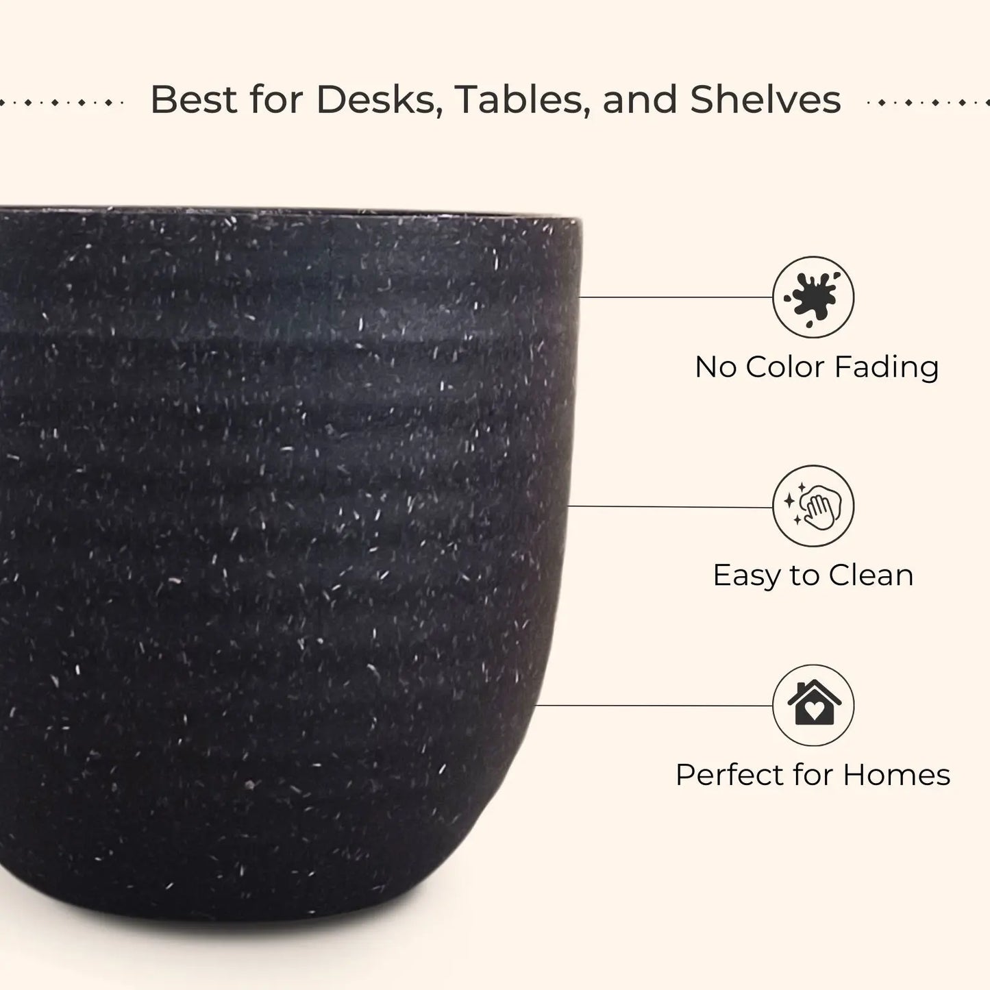 Indoor Small Pots (Black) - Set of 4