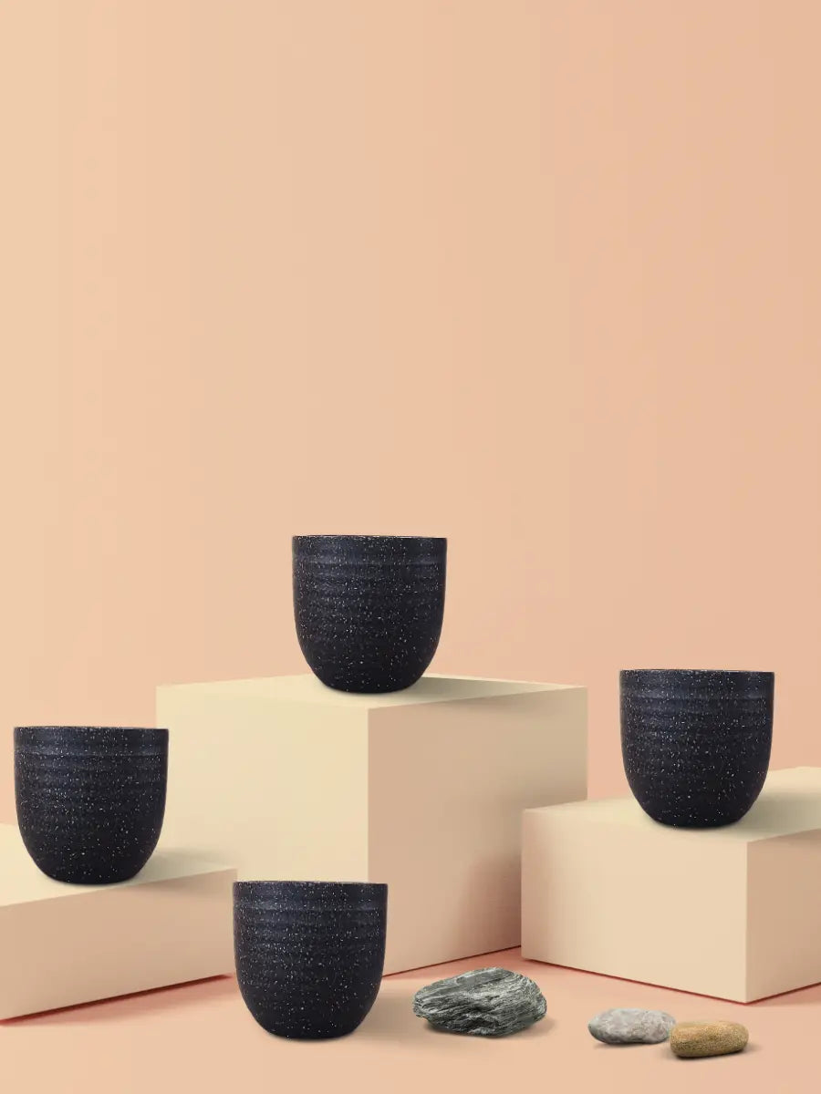 Indoor Small Pots (Black) - Set of 4
