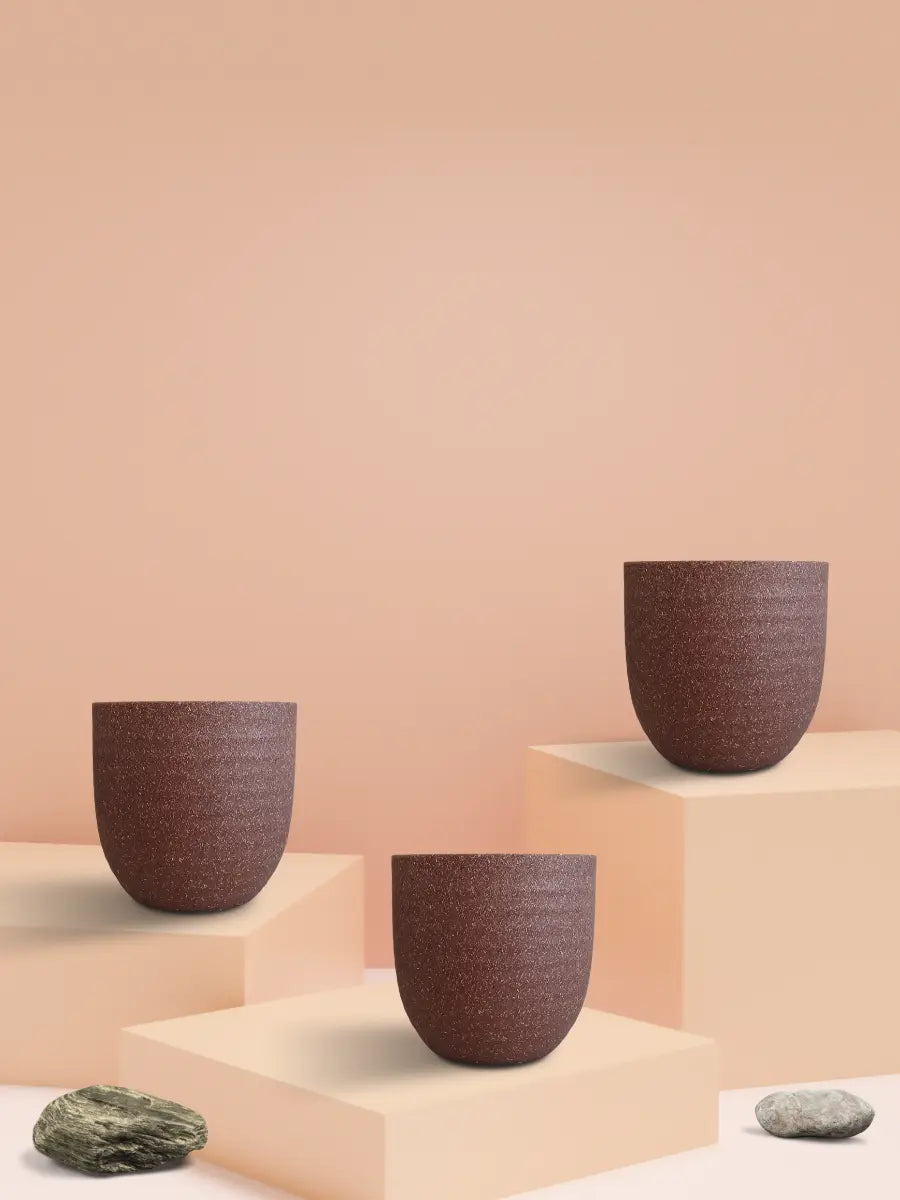 Indoor Small Pots (Brown) - Set of 3