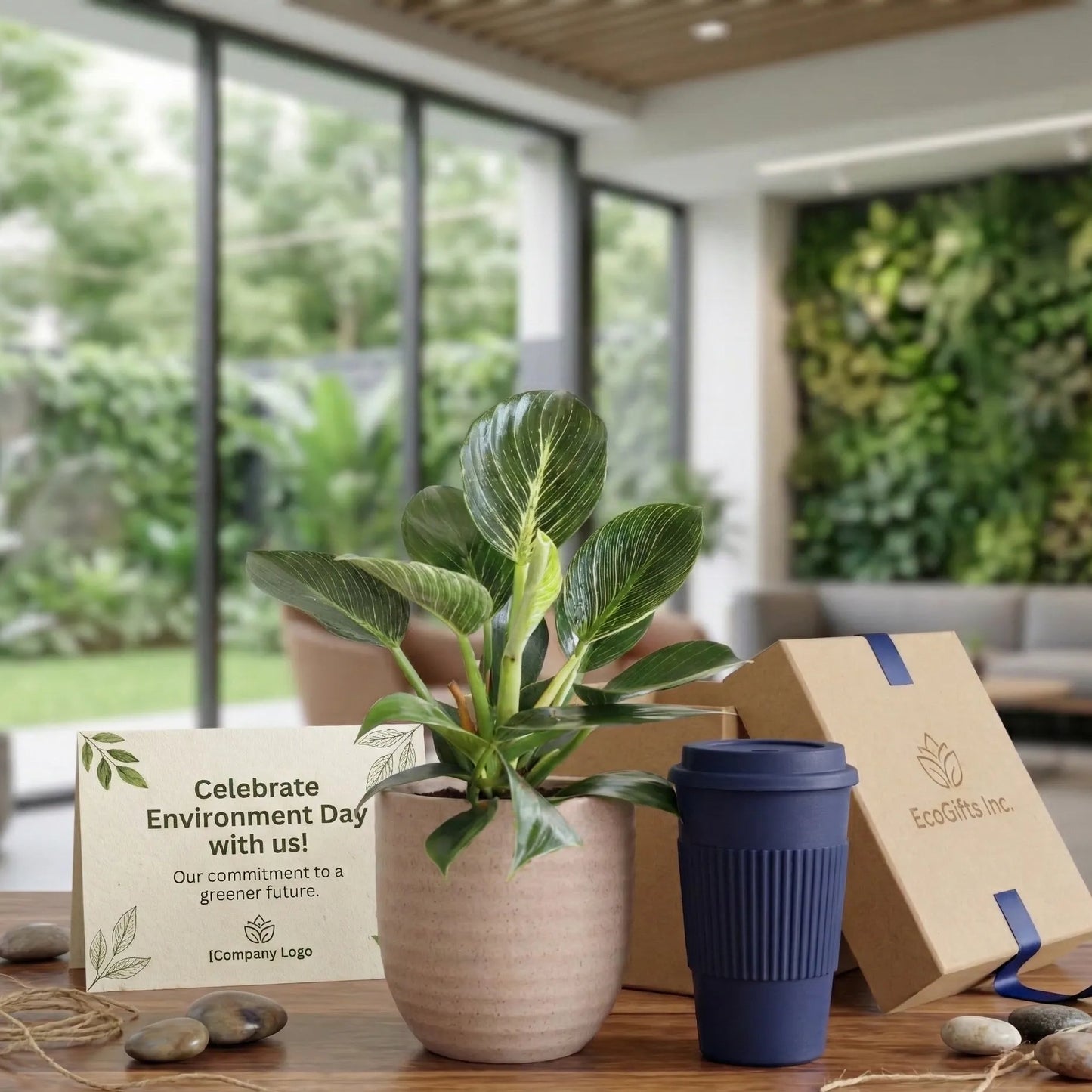 Potted Plant With Eco-Friendly Tumbler For Environment Day Corporate Gifting