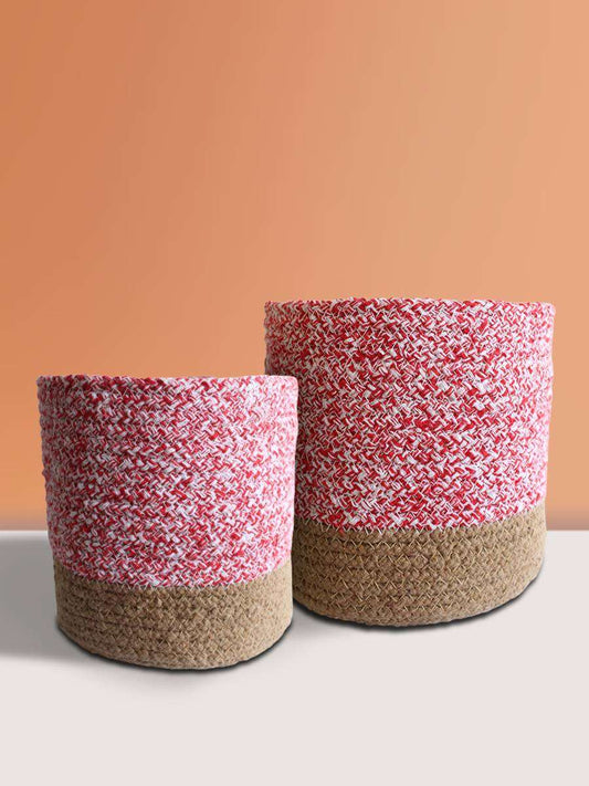 Eco-friendly Rose Pink Grace Cotton Planter - Medium & Large (Set of 2)