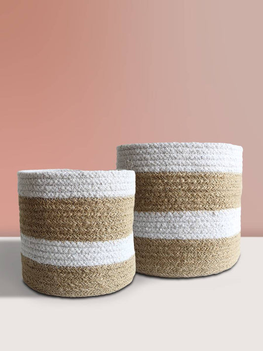 Eco-friendly Jute Brown Noble Jute Planter - Medium & Large (Set of 2)