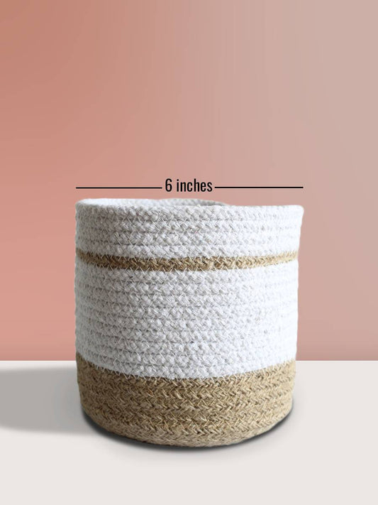 Eco-friendly Paper White Noble Jute Planter - Medium