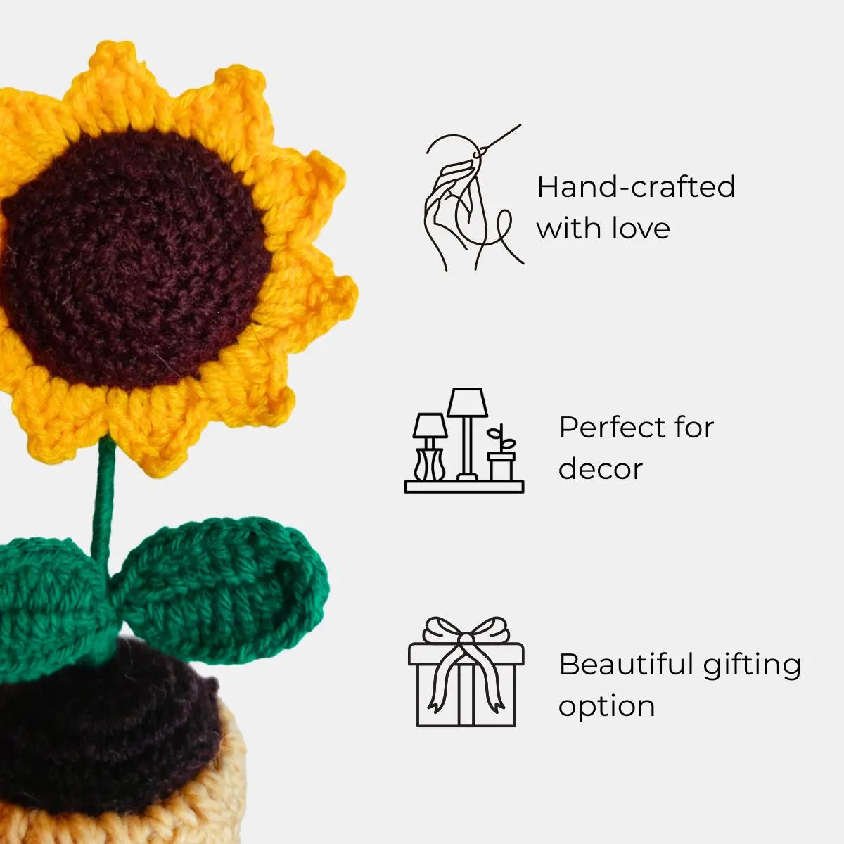 Greenkin Handmade Crochet Sunflower with Pot