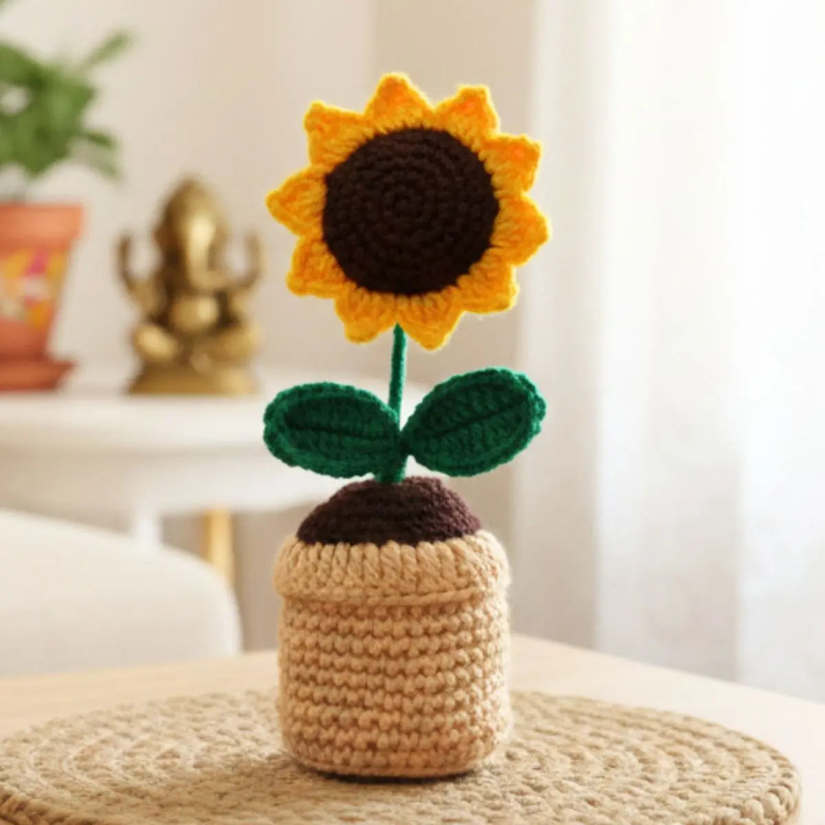Greenkin Handmade Crochet Sunflower with Pot