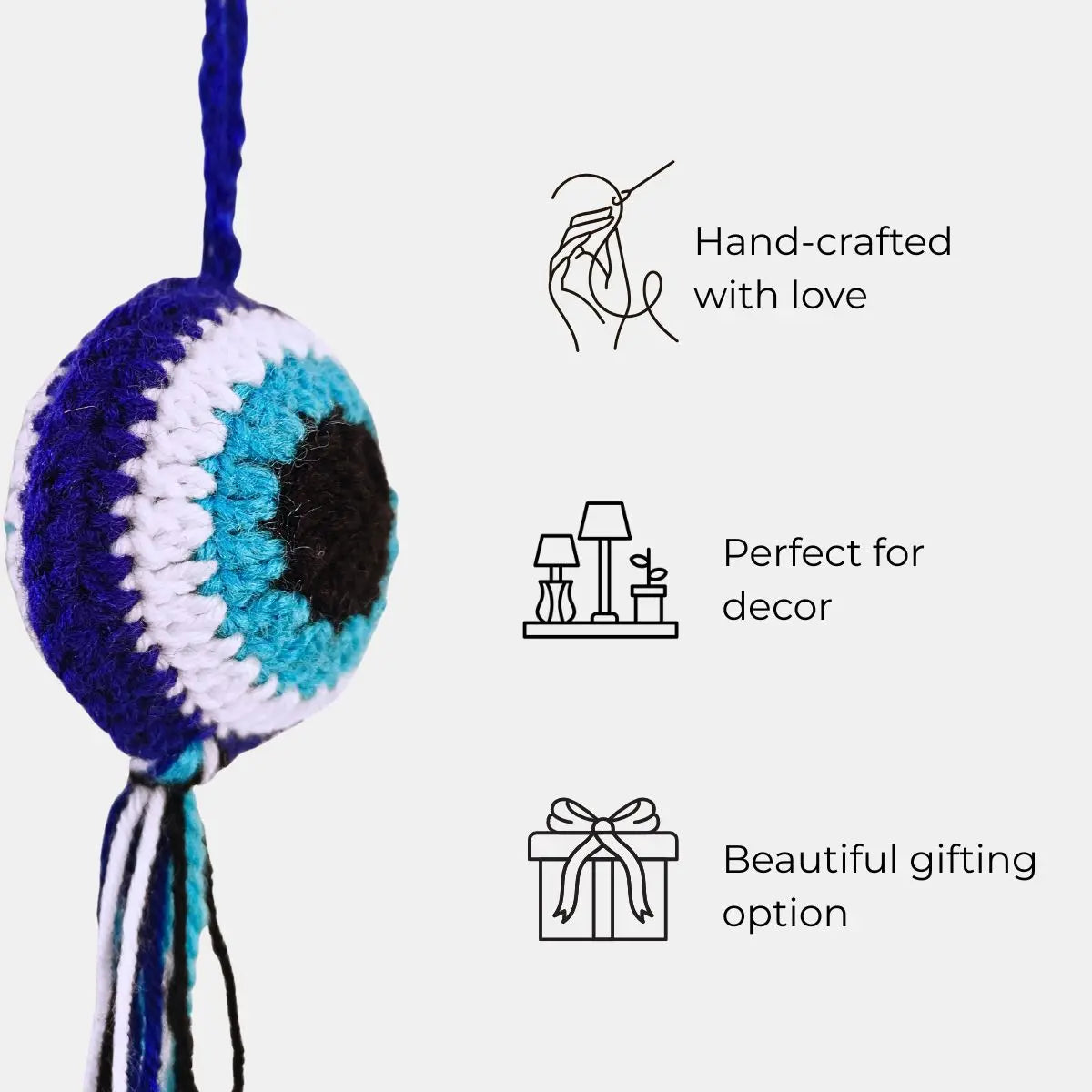 Greenkin Handmade Crochet Evil Eye Hanging Charm