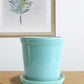 Elementary Mint Green Ceramic Planter with Tray